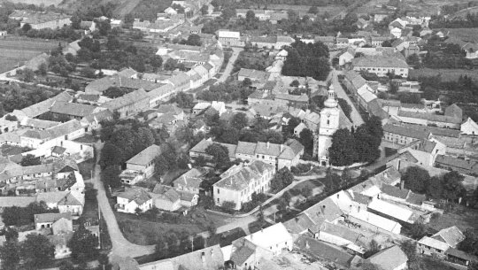 Letecký pohled na obec, 1967
